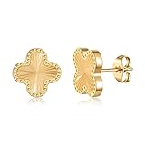 AIPPK 18K Gold Plated Clover Earrings for Women Four Leaf Clover Stud Earrings Lucky Dangle Earrings Fashion Simple Jewelry Gifts for Women (Gold)