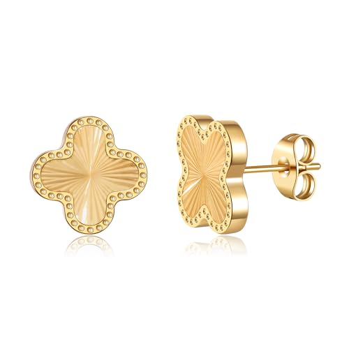 18K Gold Plated Clover Earrings for Women Four Leaf Clover Stud Earrings Lucky Dangle Earrings Simple Jewelry Gifts for Women