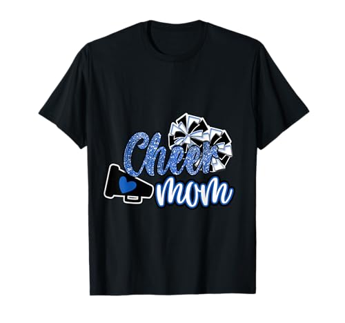 Cheer Mom Shirt, Megaphone Blue Leopard Cheetah Print T-Shirt