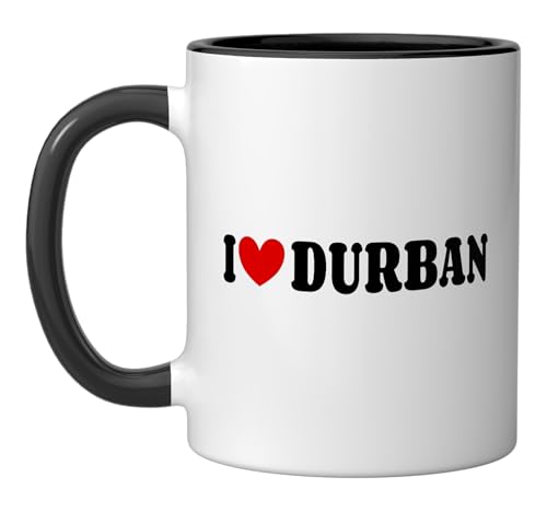 I Love Durban City, I Heart Durban South Africa Ceramic Mug, Black/White