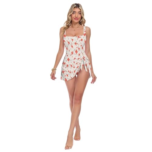 Robe de bain une pièce col carré femme taille haute contrôle du ventre natation