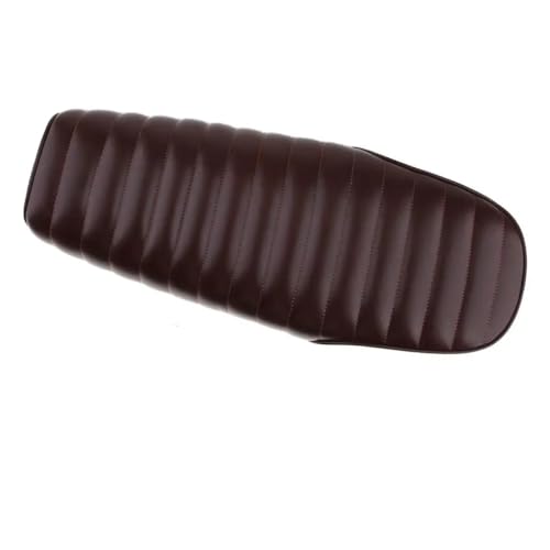 Asiento sillín plano vintage Dolity marrón de cuero PU con rayas para motocicleta