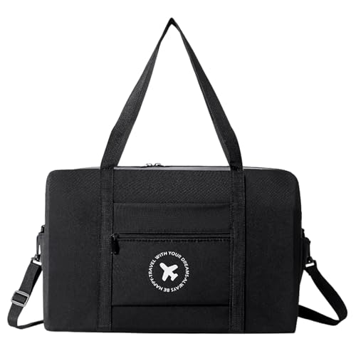 Amexo Handgepäck Tasche für Flugzeug 40x20x25 Handgepäck Koffer 25L Faltbare Reisetasche Weekender Sporttasche Gepäck Tasche Koffer Tasche Kabine Handtaschen für Herren und Damen (Schwarz)