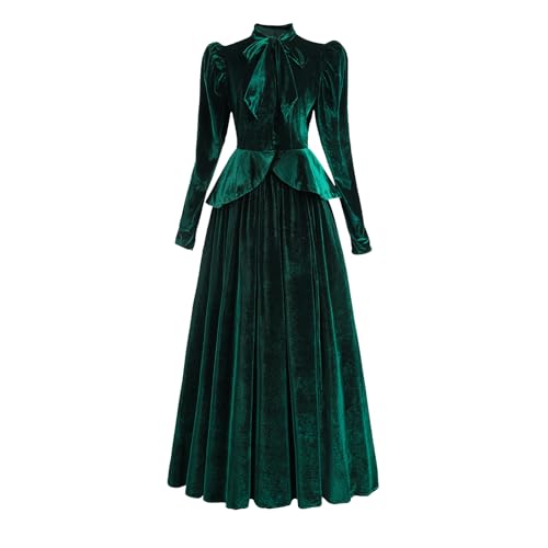 CR ROLECOS Viktorianisches Kleid Damen Mittelalter Kleid 2-teiliges Set Abendkleid Damen Langarm Edwardianischen Kleider für Damen Cocktailkleid...