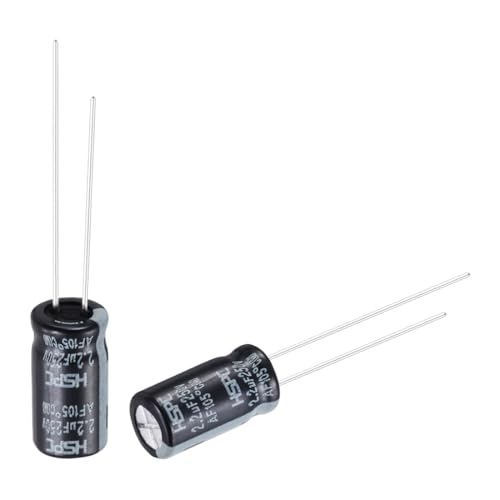 sourcing map 2.2uF 250V 6x11mm Electrolytic Capacitor, Radial Leads Aluminum Capacitors for TVs, LCD Monitor, VCD, 50Pcs