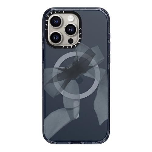 CASETiFY MagSafe �Ή��C���p�N�g iPhone 15 Pro Max �P�[�X [MIL�K�i���� (4x MIL-STD-810G) / 2.5m����̗����������N���A] - Black Organza Ribbon - �N���V�b�N�u���[