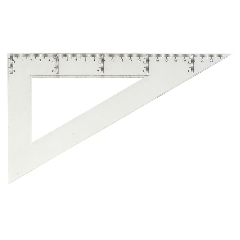 Cartabón 25cm de Plástico Transparente Graduada y Biselada