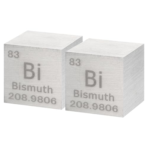 Image of uxcell 2 Pcs Bismuth Cube, 1 Inch High Density Metal Element Cube Metal Density Cube for Chemical Elements Collection Science Education Experiment Application, Silver