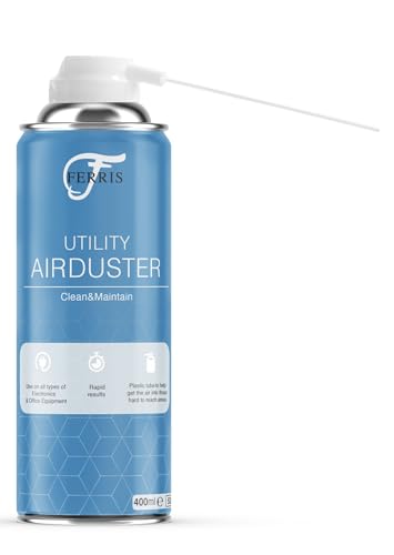 FERRIS | Air Duster Can (1 x 400ml) Powerful Compressed Air Duster Spray Cleans and Removes Dust & Debris | Use on Office Equipment Electronics Keyboard Cleaner Camera Lens Blower (1pk)