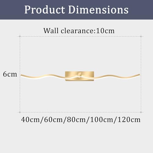 Iluminación de pared para dormitorio creativa con acabado dorado de 40cm 3