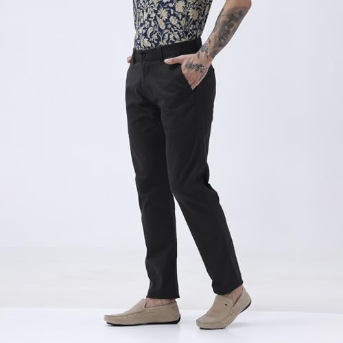 Image of BASICS Premium Cotton Stretch Formal Trousers for Men | Office Pants