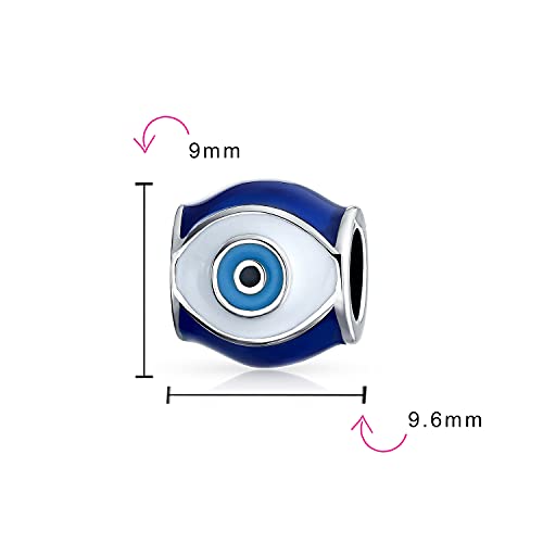 Spiritual Amulet Good Luck Blue Enamel Evil Eye Charm Barrel Bead For Teen Women .925 Sterling Silver Fits European Bracelet #TOP2