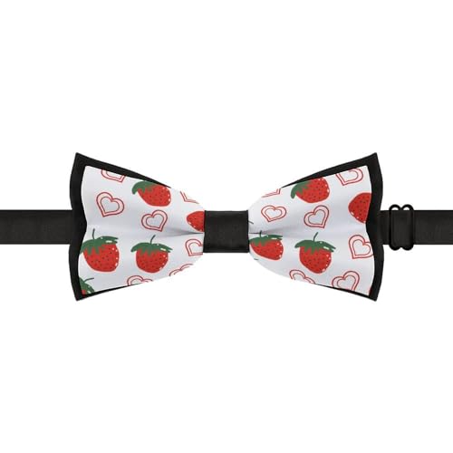 GoasNei Cute Strawberry Pattern Bow Tie for Men Adjustable Necktie Funny Tie Neck Ties for Weddings Party