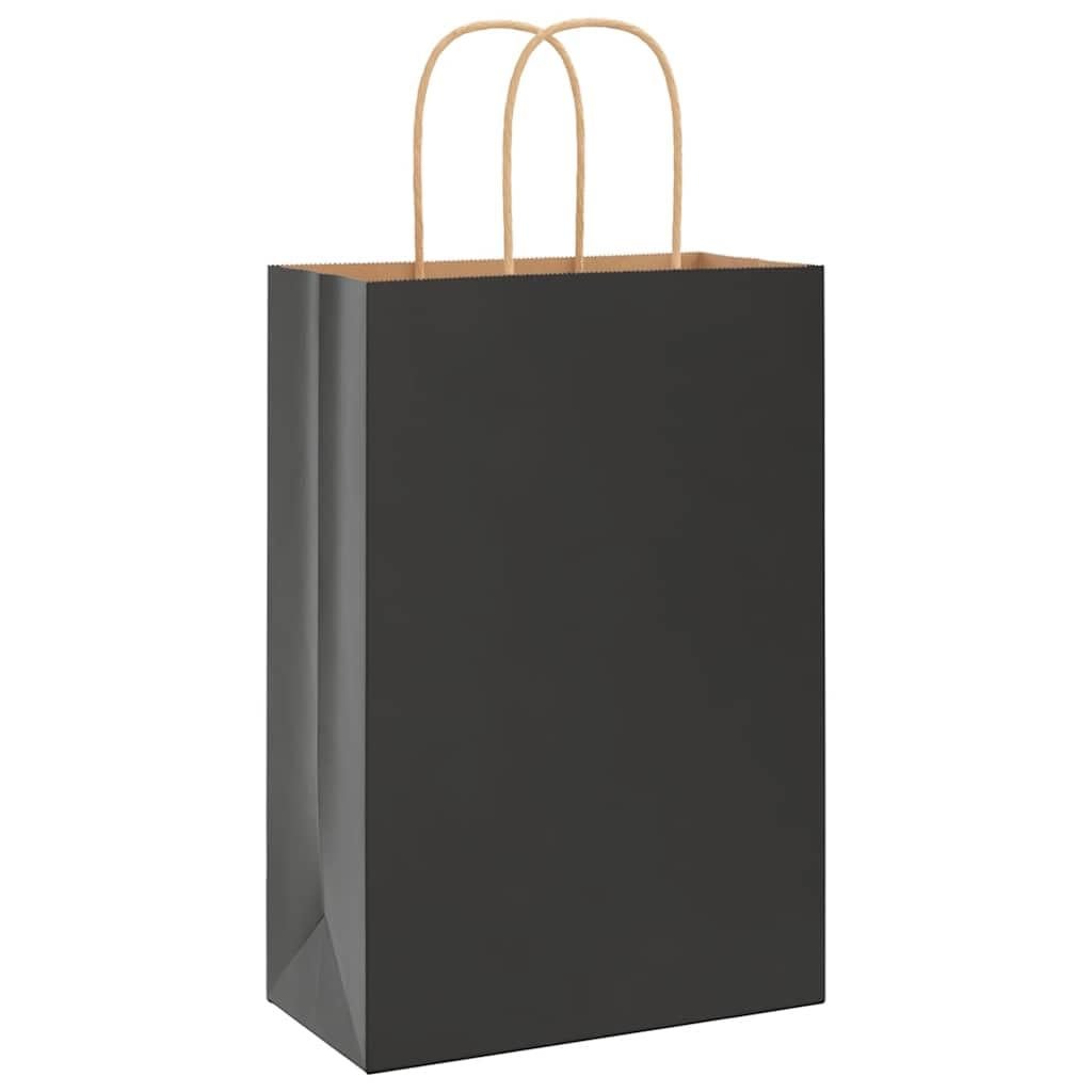 vidaXL Bolsas de Papel con Asas 250 uds Negra 21x11x31 cm