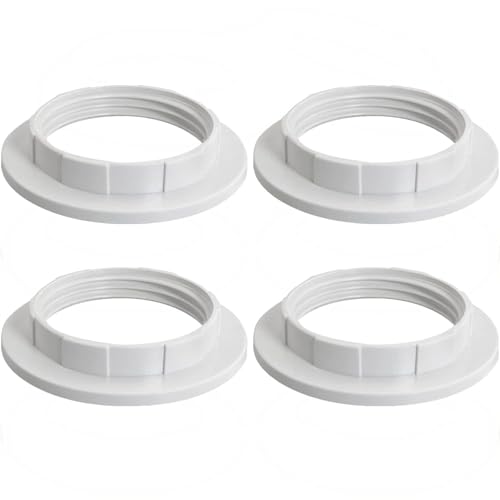 4PCS E14 Lampshade Reducer Ring - 26.5mm Plastic Screw Collar for Table Lamp & Ceiling Light - Twist Lock Lamp Shade Adapter Ring for Socket Replacement