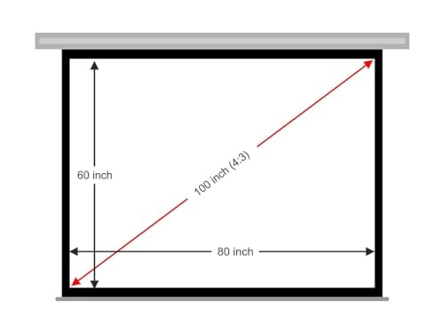 Image of Upgraded VILRO 100 inches Diagonal, UHD-3D-4K Ready Technology Motorized /Motorised Projector Screen 4:3 Picture Aspect Ratio, 7 Ft. x 5 Ft. and (80 inch W x 60 inch H) with Cordless Remote(White)#5