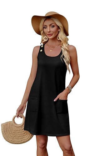 WEESO Summer Dresses for Women Tank Casual Sleeveless Casual Mini Fashion Beach Vacation Dresses with Pockets3