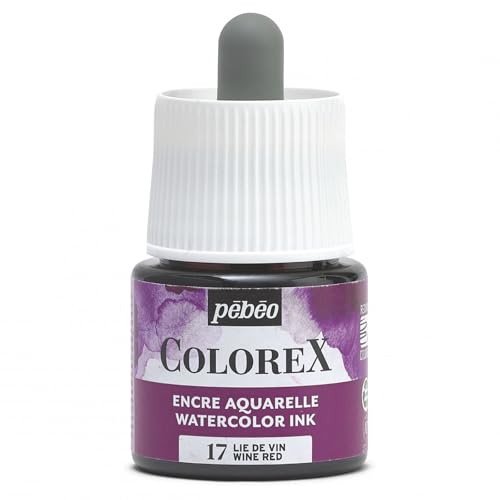 Pebeo - Tinta Colorex 45 ML Lie de Vin - Tinta para acuarela Colorex Pebeo - Tinta Lie de Vin de acabado aterciopelado - Tinta de dibujo multiuso para todos los medios - 45 ML - Lie de Vin