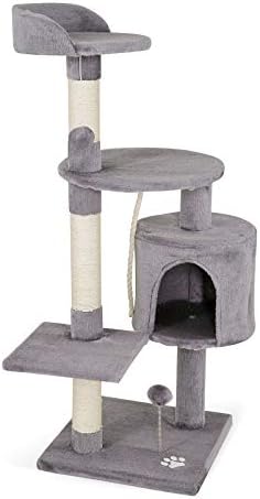lionto Árbol rascador para Gatos Altura 112 cm, Gris Claro