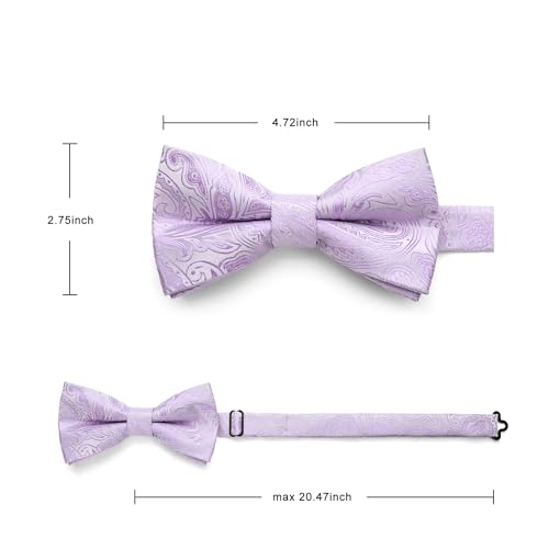 Image of HISDERN Bow Ties for Men Pre-Tied Bow Tie Floral Paisley Handkerchief Classic Formal Bowtie and Pocket Square Cufflinks Set