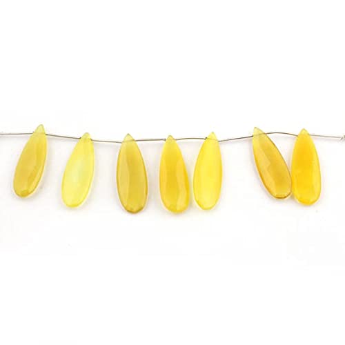 Perles poires en chalcédoine jaune naturelle pour look bohème chic