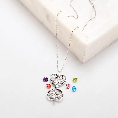 Eve's Addiction Sterling Silver Personalized 6Mm Round Simulated Birthstone Heart Caged Locket (16" Chain) Personalized Mother's Necklace For Mother's Day Gifts #TOP7