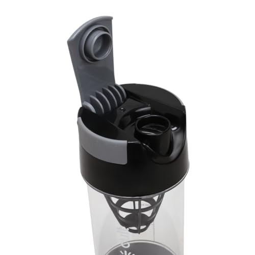 Image of CULT Cyclon Shaker Bottle 500ml with Mixer Ball & Storage, Leakproof, Portable Protein Shaker for Gym, Fitness & Travel - Black Grey