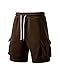 A WATERWANG Men's Cargo Sweat Shorts Casual Drawstring Elastic Waist Workout Athletic Jogger Gym Shorts with 5 Pockets Brown XL