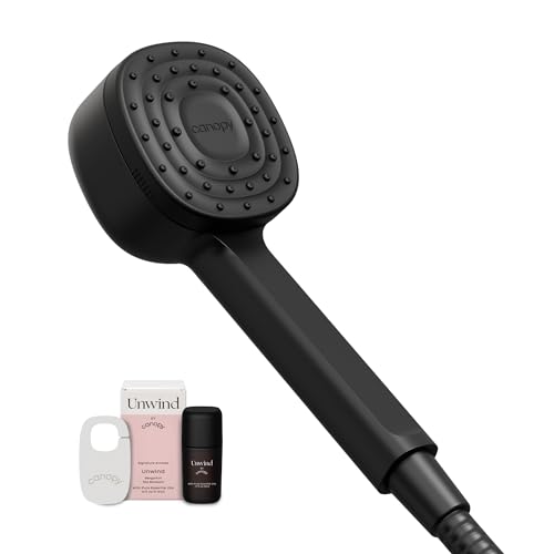 Canopy Handheld Filtered Shower Head & Scalp Massager - High Pressure Shower Head Filter for Hard Water - Reduce Impurities for Healthier Scalp, Skin & Hair - Hair Growth - Black