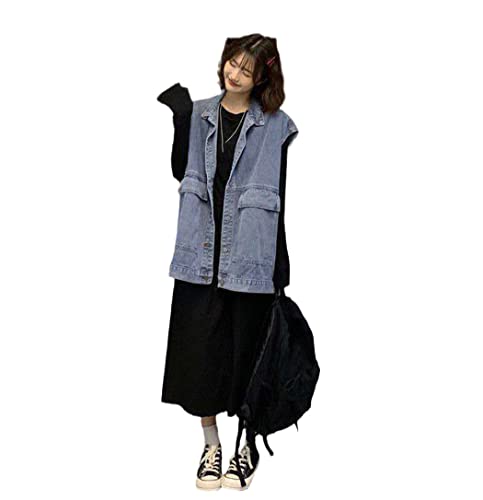 Gilet en jean bleu surdimensionné pour vos sorties urbaines en ville