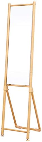 BAOYOUNI Standing Floor Mirror Half Full Length Dressing Mirror Hat Rack Holder Adjustable Feet Foldable Home Decoration for Bedroom Locker Room – Wood Color