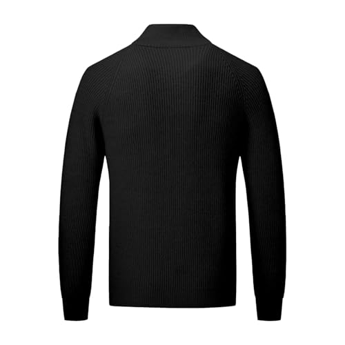 Men's Full Zipper Cardigan Casual Stand Collar Cardigans Sweater Ribbed Knit Soft Raglan Long Sleeve Sweaters4