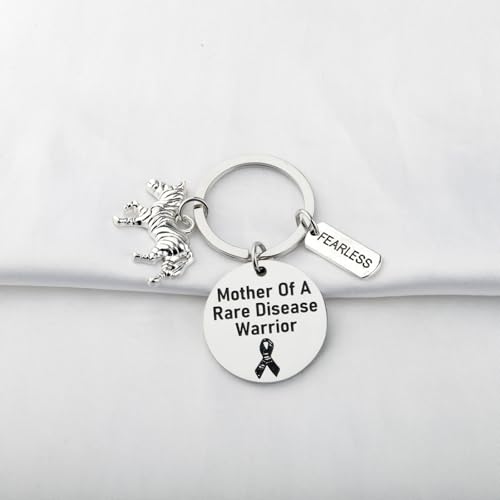 CENWA Mom Of Warrior Gift Mother Of A Rare Disease Warrior Keychain Mother Of Warrior Gift Zebra Ribbon Rare Disease Gift4