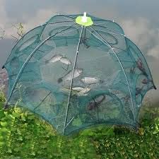 Image of Bolt Portable Folding Fishing Net - Fish Crab Shrimp,Minnow, Crayfish, Crab Cage Trap 8 Side Automatic Folding Umbrella Type Fishing net