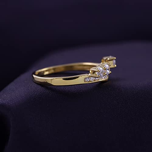 Jewel Zone US White Cubic Zirconia Solitaire Anniversary Wrap Enhancer Ring in 14k Gold Over Sterling Silver4