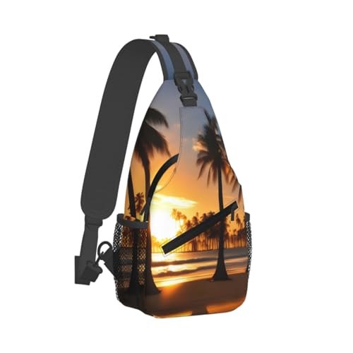 Mochila cruzada unisex para senderismo, estampado palmeras miniatura 2