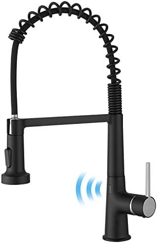 Black Touchless Kitchen Faucet AIMADI - Sensor Kitchen Faucets with Pull Down Sprayer,Smart Hands-Free Activated Single Handle Spring Matte Black Kitchen Faucets
