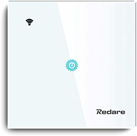 Redare Smart Switch No Neutral,WiFi Smart Wall Light Switch,No Neutral Wire Required,No Hub Required,Compatible with Alexa and Google Home,App Remote,Voice Control Touch Switch(White 1 gang)