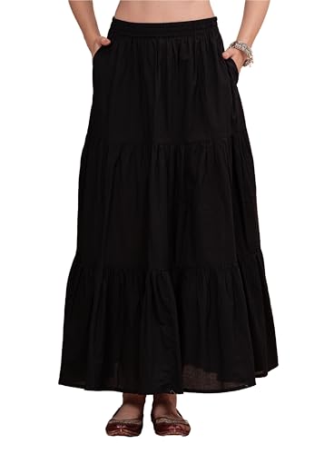 Gifts for Her Womens Casual Summer Cotton Maxi Dress Long Skirt Dress A-Line Flared Tiered Midi Skirt with Pockets