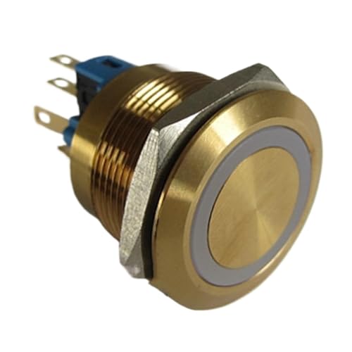 Pulsador metálico momentáneo 1NO1NC de 22 mm y 220V para cuadros