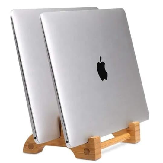 NKE Laptop Stand, Wooden Vertical Laptop Stand for Desk, Laptop Stand