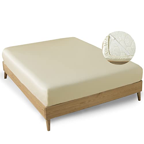 Minipanda Full Size Fitted Sheet Only With Bed Sheets Holder Straps For Corners, Keep Sheets From Coming Off - Ultra Soft - Microfiber Sheets (Beige, Full) #TOP15