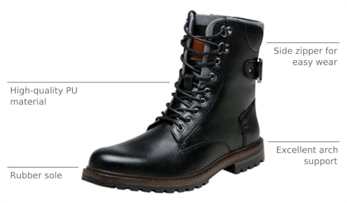 Image of Jousen Boots for Men Casual Dress Retro Lace Up Motorcycle Boots
