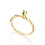 Anel solitário com zircônias folheado a ouro - Branco com verde - 512902 - Rommanel Cor:Branco com verde;Tamanho:18