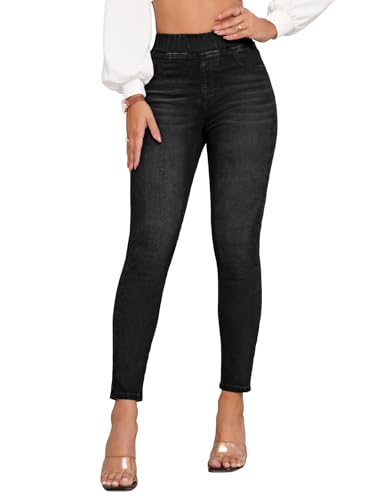 Image of Shasmi Women's Light Blue High Waist Skinny Jeans Stretch Denim Jeggings for Women | Elastic Waist Slim Fit Jeans | Casual Pocket Skinny Denim Pants (Jeans 240
