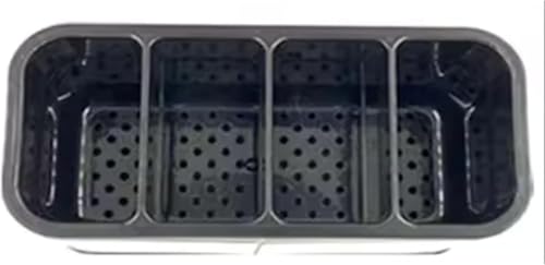 Escorredor Porta Talheres de Inox com 4 Divisórias Organizador de Utensílios Compacto Com Drenagem D
