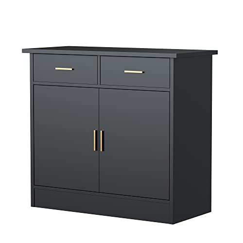 Cozy Castle Kitchen Buffet Storage Cabinet With Doors, Drawers And Flexible Shelf, Buffet Table Sideboard For Kitchen, Entryway, Dining Room, Black #TOP7