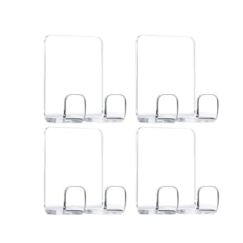 JWCE. Clear Adhesive Hooks for Shower Wall Shaver Holder Razor Holder Storage Holders for Phone, Bathtub Organizers and Storage Shower Hook Kitchen Organizer for Razor Plug Towel (Clear-4pcs)
