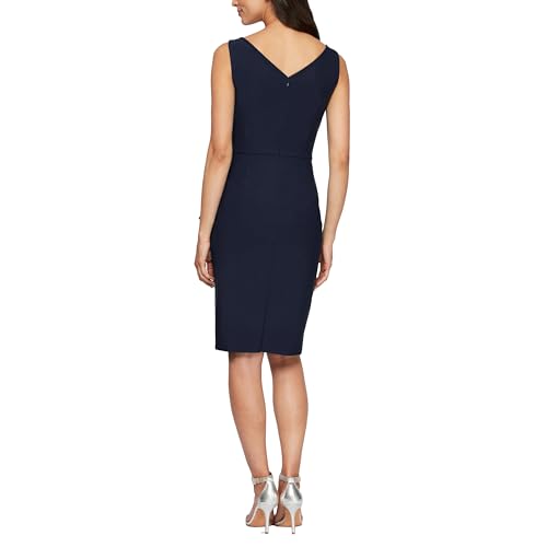Image of Alex Evenings Women's Slimming Short Ruched Dress with Ruffle (Petite and Regular)
