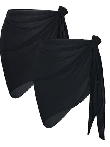 Image of CHICGAL 2 Pieces Women Beach Sarong Bathing Suit Wrap Skirt Sheer Bikini Swimsuit Cover Ups for Swimwear